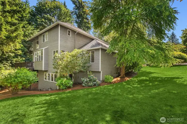 Set on a 1/3 acre corner lot, the yard is ideal for pets, play and entertaining.