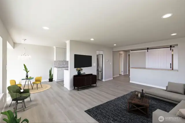 Virtually staged living room