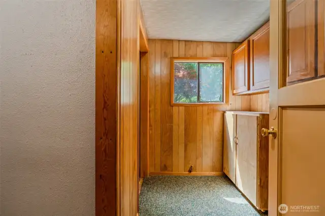 Laundry area in back of home