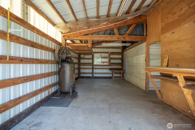 Shop bay with compressor