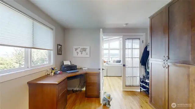 Main floor extra bedroom or office/den with French doors
