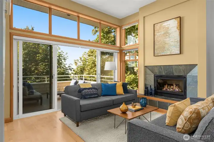Floor to ceiling windows in formal living room showcases the VIEWS!