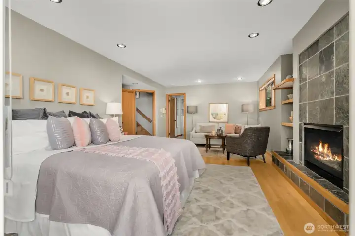 Spacious primary suite with sitting space