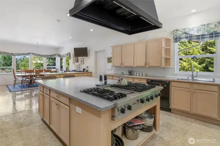 Large cooktop and hood