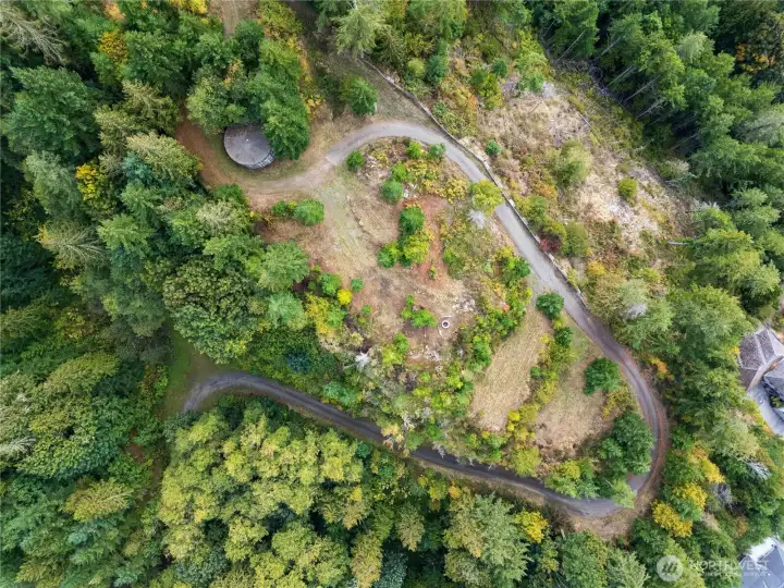 A top down shot of the build site on the peak of Chuckanut Mt.