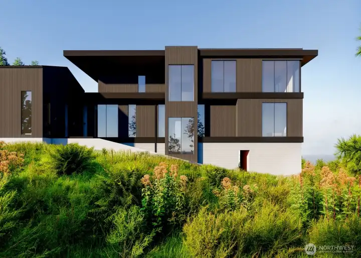A rendering perspective of the approved home looking from the East.
