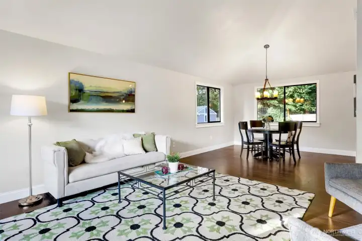 Living room and dining room.