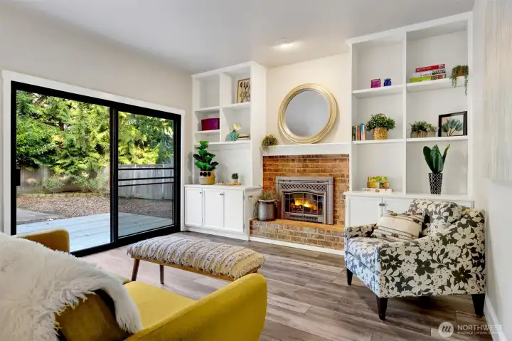Family room. The built-ins are awesome!