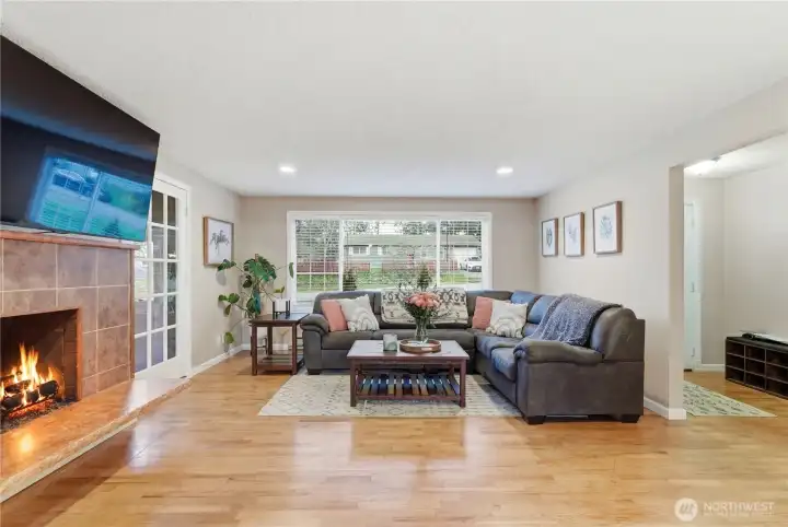 view from kitchen to living room