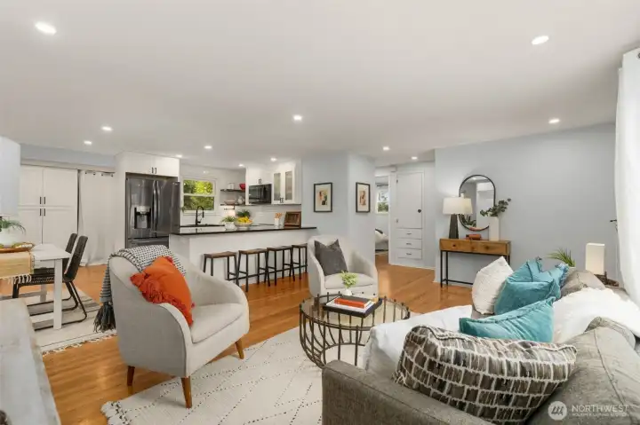 The Large Picture Framed Windows Allows Natural Light to Pour Throughout The Home