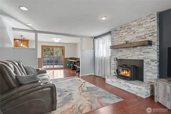 View from your entry to family and dining rooms.