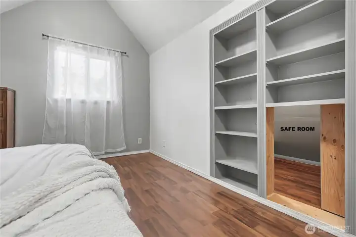 Upstairs Primary Bedroom view 2 showing safe room.