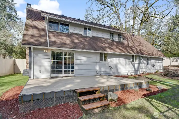 View of the rear of the home from your backyard.