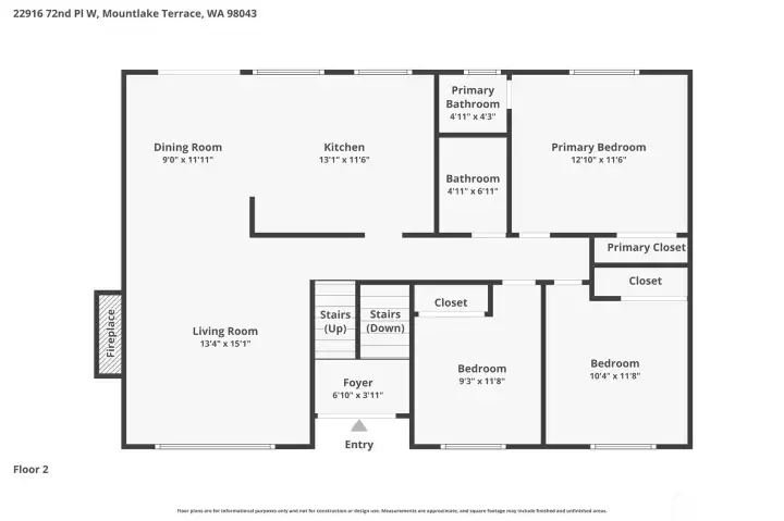 Upper level floor plan.
