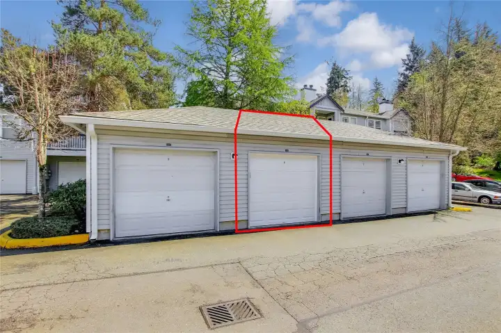 Individual garage and new garage door