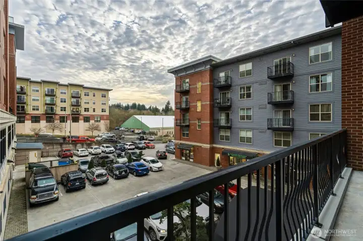 The balcony is oversized and South facing overlooking the courtyard.