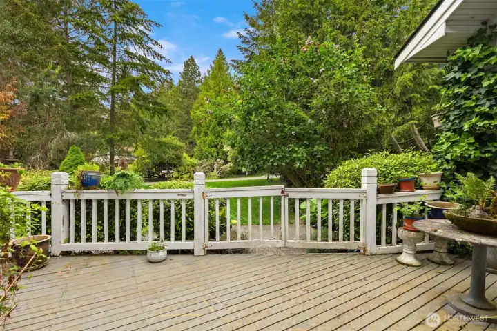 The front deck is currently gated for pets.