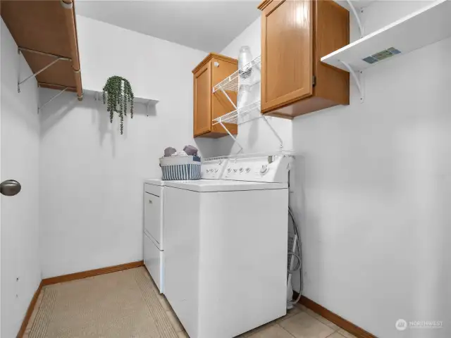 The washer and dryer are included with the home. The laundry room is conviently located near the kitchen and family room.