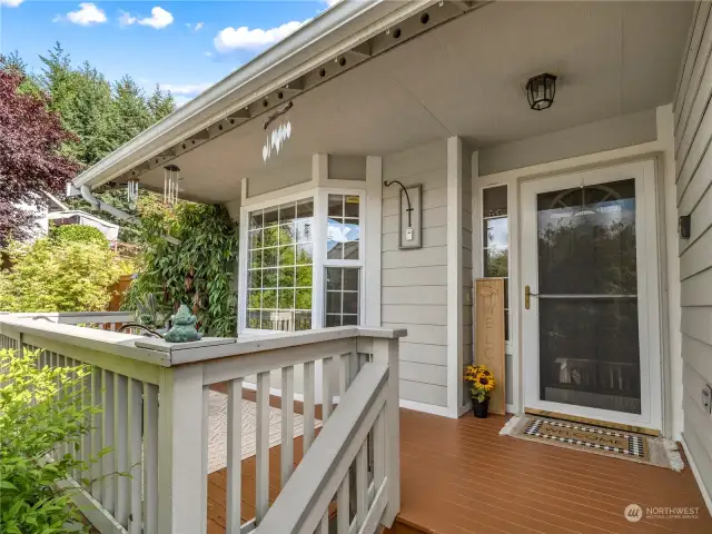 The welcoming front porch is great for enjoying the sunrise and your morning coffee.