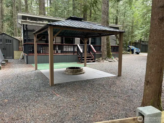 Enjoy the fire while staying dry.