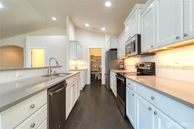 Stainless steel appliances & walk-in pantry
