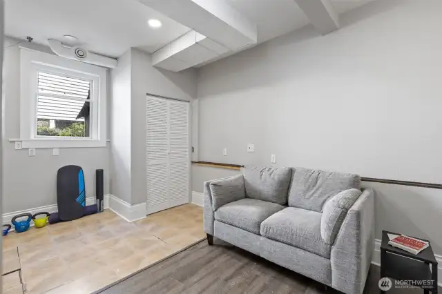 Rec room located in basement