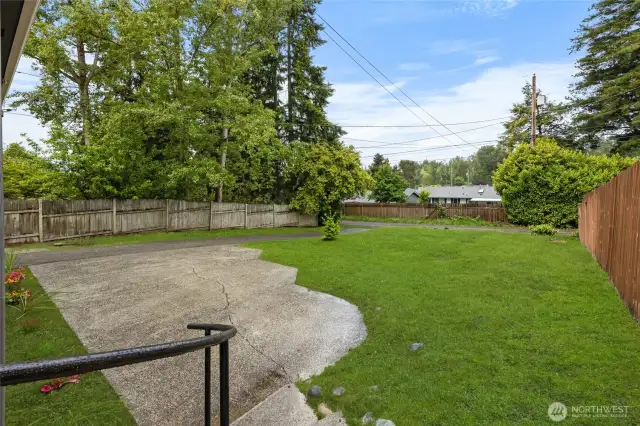 Large backyard with alley access