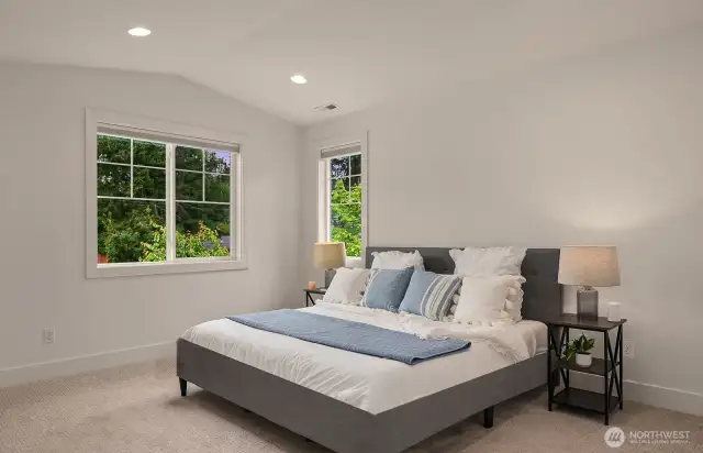 Upper floor guest room with attached full bath