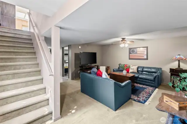 The basement is fully finished and boasts over 800 square feet, with its own entrance!