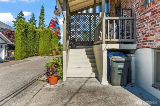 Alley entrance to side door off kitchen.