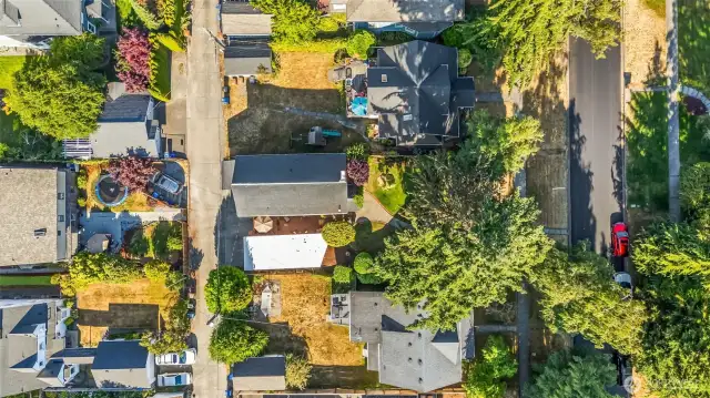 Paved alley, aerial view.