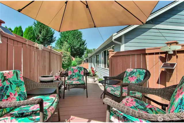 Trek's wood decks, 1 small, 1 large. Private and great for entertaining.