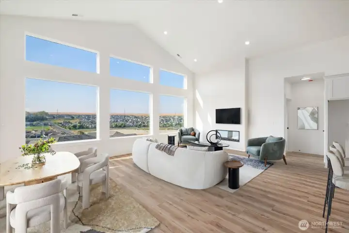 Open concept living and dining area