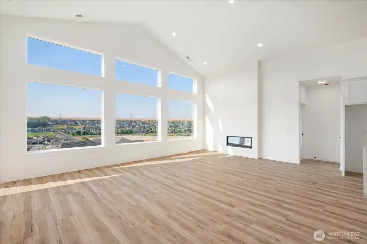 Living and fireplace