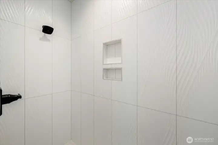 Tiled shower in primary