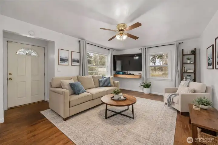 Virtually staged living room.