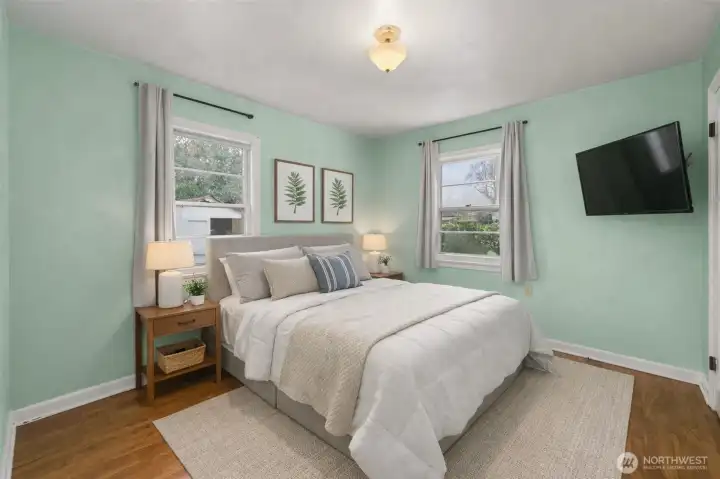 Virtually staged bedroom