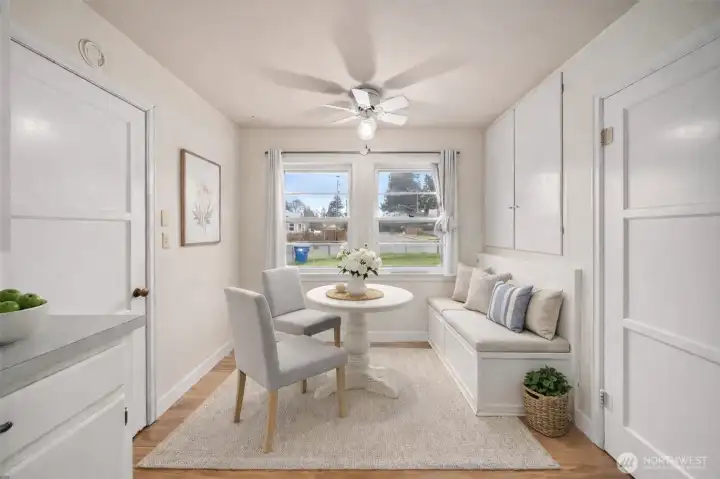 Virtually staged eating area