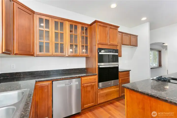 Stainless steel appliances and granite countertops