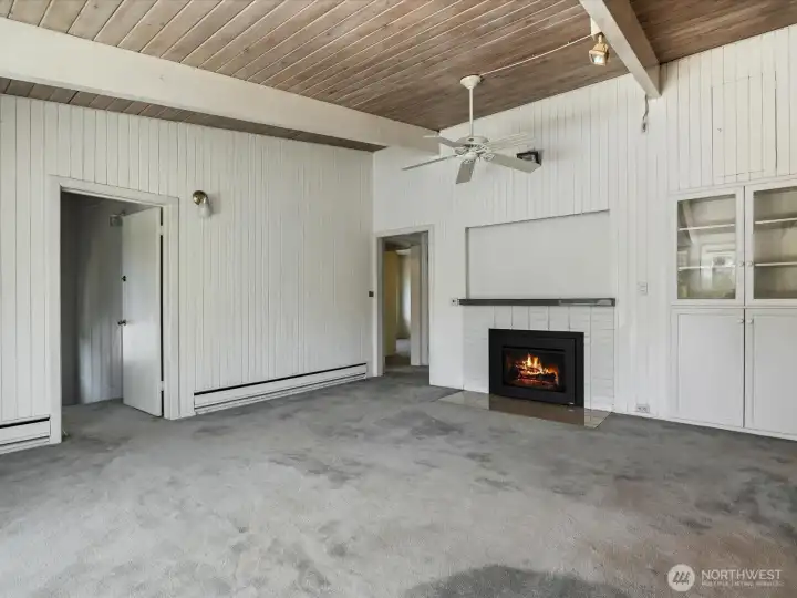 Family room with a gas fireplace Family room with a gas fireplace