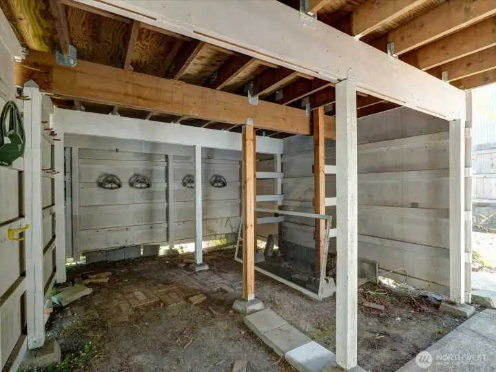 Tool shed under the large deck Tool shed under the large deck