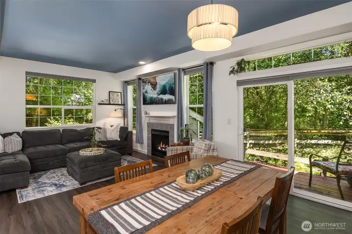 Looking from the dining area towards the back deck and the great room. The dual-exposure windows lets in lots of natural light. Looking from the dining area towards the back deck and the great room. The dual-exposure windows lets in lots of natural light.