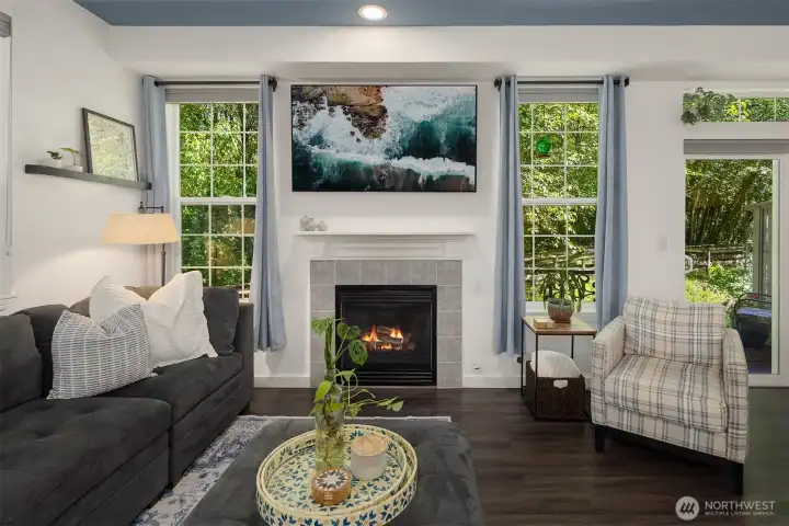 The gas fireplace will keep you plenty warm during the winter months. The gas fireplace will keep you plenty warm during the winter months.