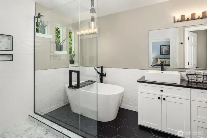 The primary bath was updated just a few years ago. Welcome to your own spa! The primary bath was updated just a few years ago. Welcome to your own spa!