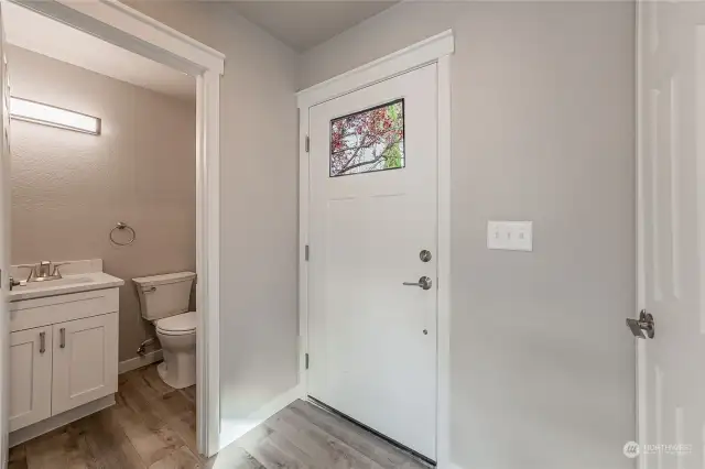 Half bath off entry