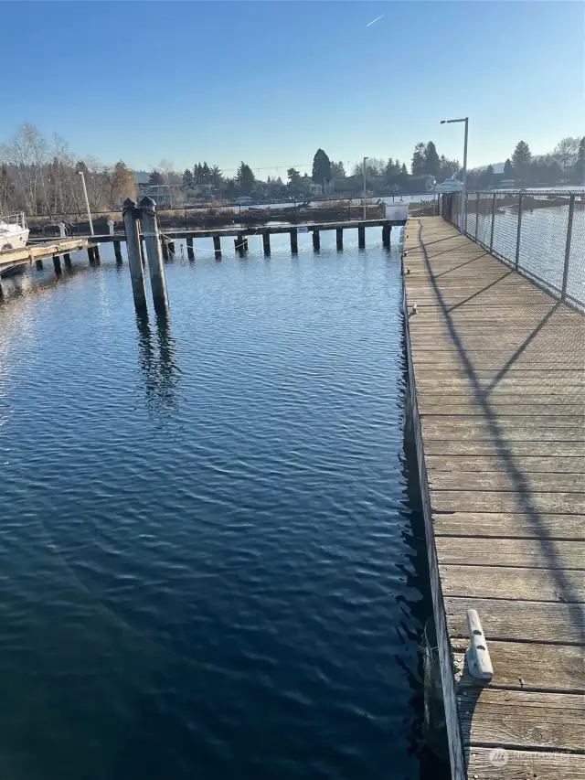 Facing South toward the slip.