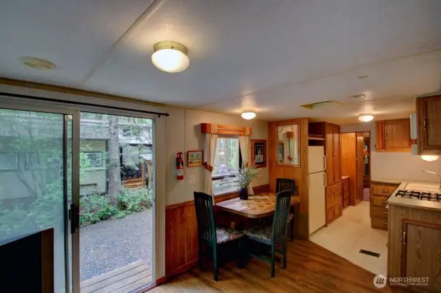 Dining space and kitchen area