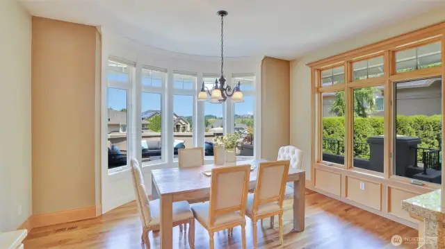 Enjoy beautiful views of Newcastle Golf Course and the Cascade Mountains from the casual dining area
