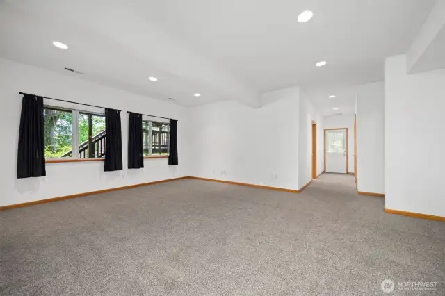 huge family room on lower level looking west