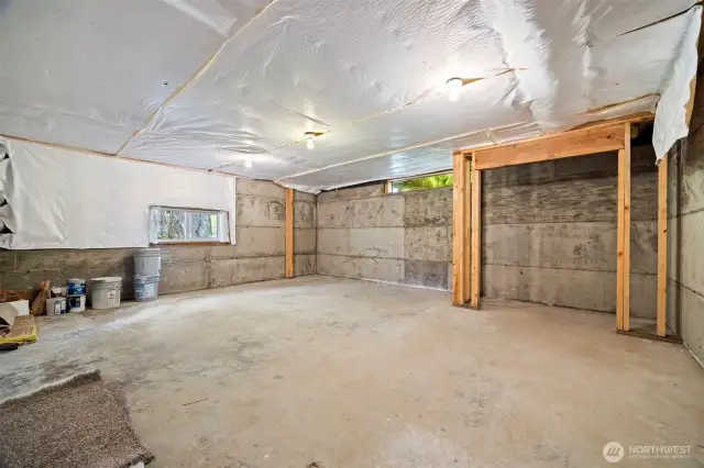 unfinished space on lower level media room, wine cellar, craft room , extra storage you decide
